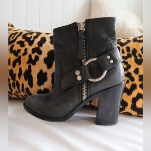 Diesel Womens Ankle Boots D-flamingo Abz Harness Bovine Leather Block Heel